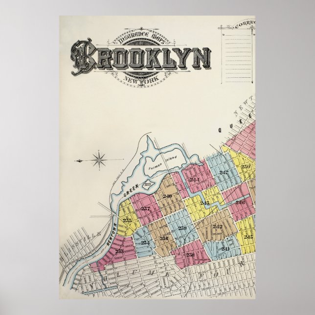 Póster Mapa de Brooklyn (Frente)