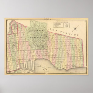 Póster Mapa de Brooklyn del Sec 6