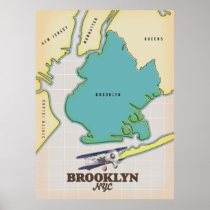 Póster Mapa de Brooklyn en Nueva York