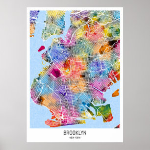 Póster Mapa de Brooklyn en Nueva York