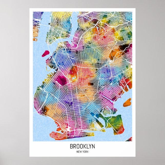 Póster Mapa de Brooklyn en Nueva York (Frente)