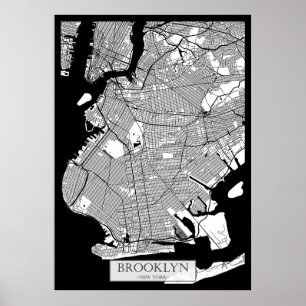Póster Mapa de Brooklyn Nueva York