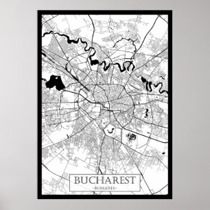 Póster Mapa de Bucarest Rumania