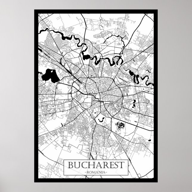 Póster Mapa de Bucarest Rumania (Frente)