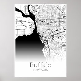 Póster Mapa de búfalos - Nueva York - Poster del Mapa de 