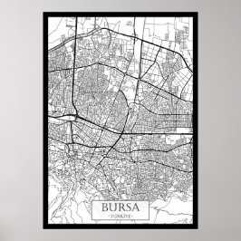 Póster Mapa de Bursa Turquía