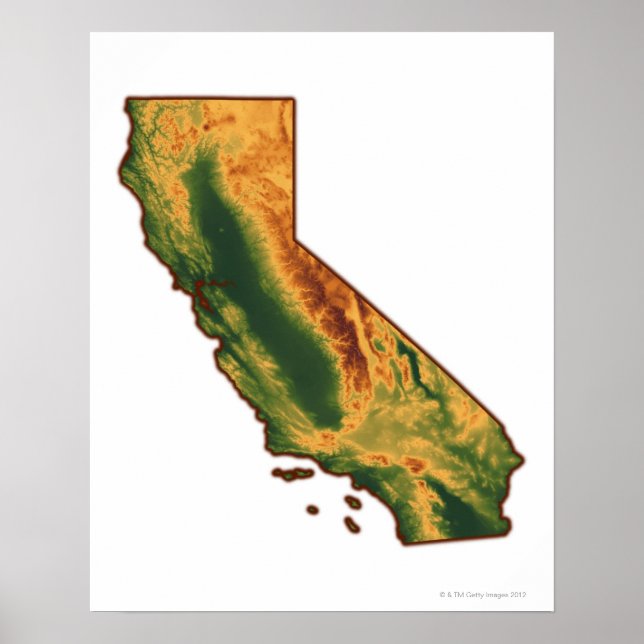 Póster Mapa de California 2 (Frente)