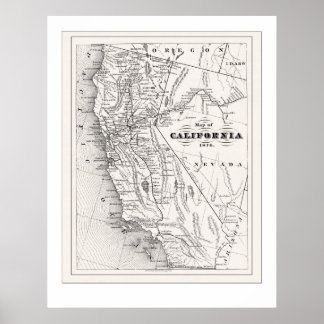 Póster Mapa de California de 1876