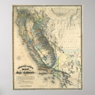 Póster Mapa de California de Britton y Rey