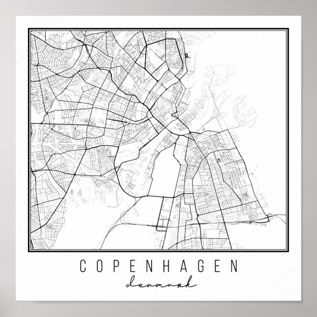 Póster Mapa de Calles de Copenhague Dinamarca (Frente)