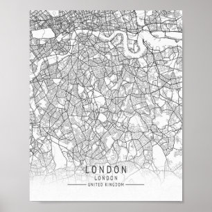 Póster Mapa de calles de Londres moderno, Inglaterra