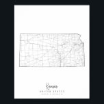 Póster Mapa de calles mínimas de Kansas<br><div class="desc">Mapa de calles mínimas de Kansas</div>