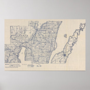 Póster Mapa de camino de la bicicleta de Wisconsin 2