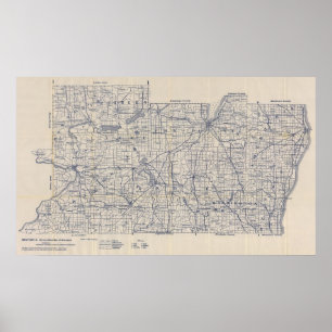 Póster Mapa de camino de la bicicleta de Wisconsin 3