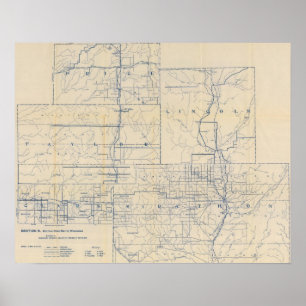 Póster Mapa de camino de la bicicleta de Wisconsin 6