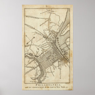 Póster Mapa de camino de Philadelphia