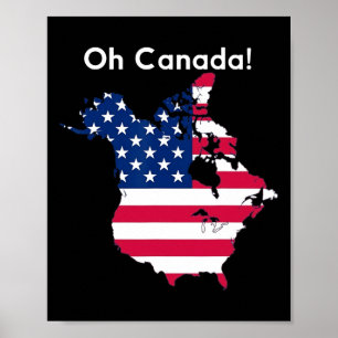 Póster Mapa De Camisas De Canadá De Estados Unidos Gracio