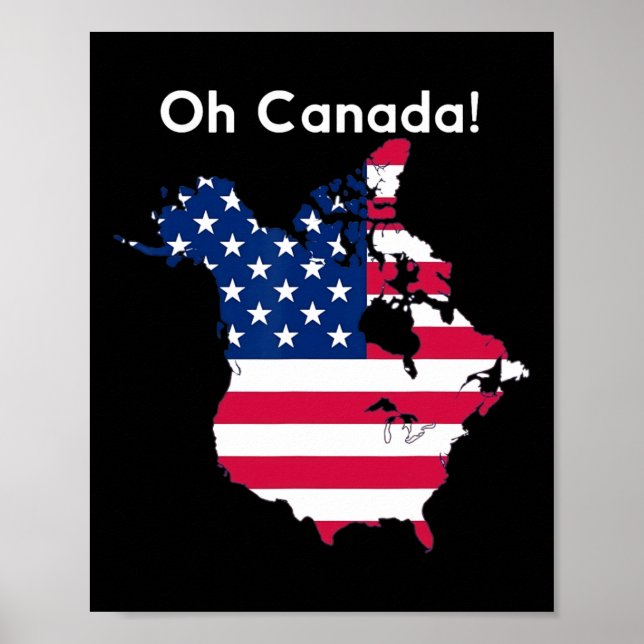 Póster Mapa De Camisas De Canadá De Estados Unidos Gracio (Frente)