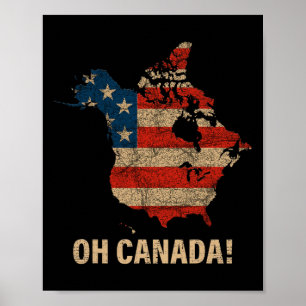 Póster Mapa De Camisas De Canadá De Estados Unidos Gracio