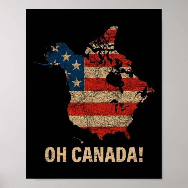 Póster Mapa De Camisas De Canadá De Estados Unidos Gracio (Frente)