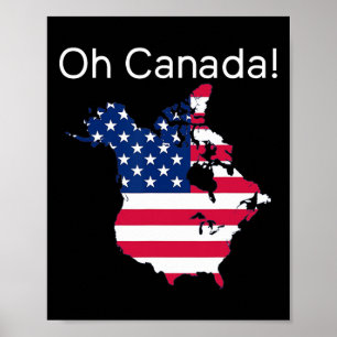 Póster Mapa De Camisas De Canadá De Estados Unidos Gracio