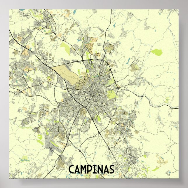 Póster Mapa de Campinas (Frente)