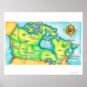 Póster Mapa de Canadá