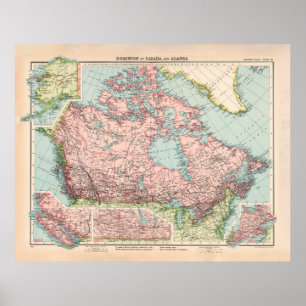 Póster Mapa de Canadá antiguo (1923) País antiguo canadie