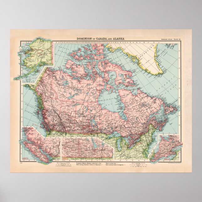 Póster Mapa de Canadá antiguo (1923) País antiguo canadie (Frente)