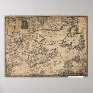 Póster Mapa de Canadá de la provincia de Nueva Escocia (1