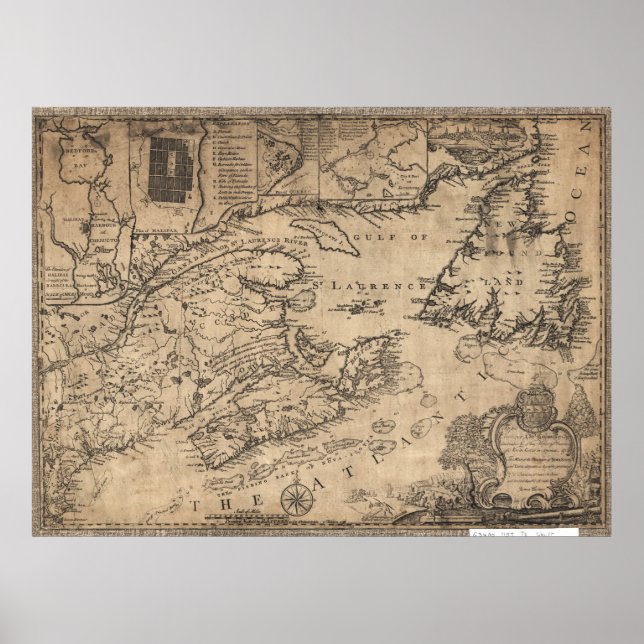 Póster Mapa de Canadá de la provincia de Nueva Escocia (1 (Frente)