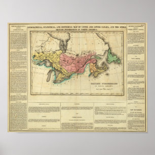 Póster Mapa de Canadá superior y más bajo
