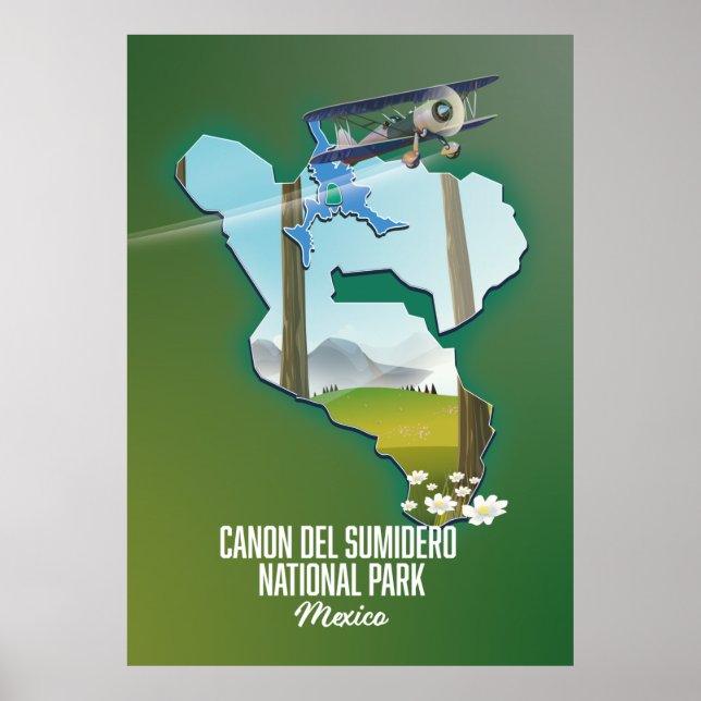 Póster Mapa de Canon del Sumidero, méxico (Frente)