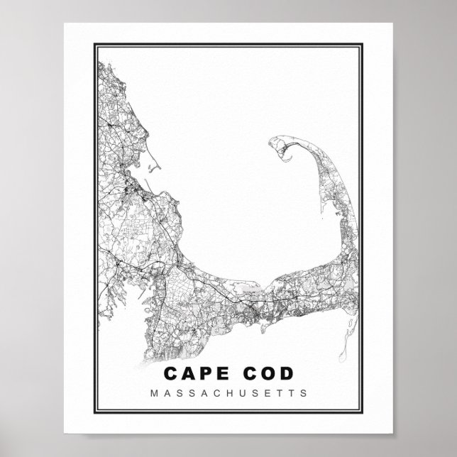 Póster Mapa de Cape Cod (Frente)