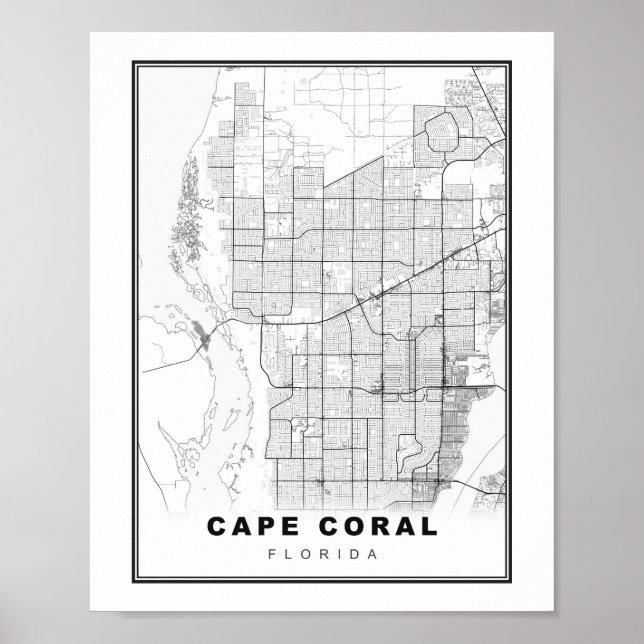 Póster Mapa de Cape Coral (Frente)