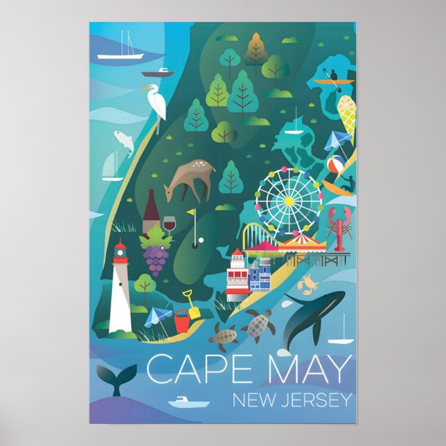 Póster Mapa de Cape May Impreso (Frente)