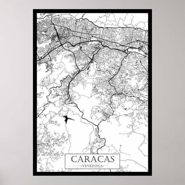 Póster Mapa de Caracas Venezuela (Frente)