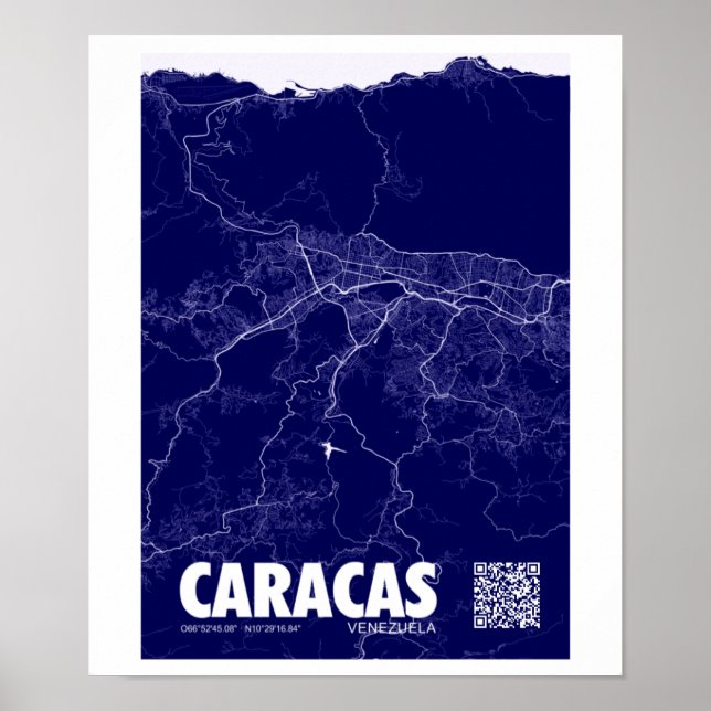 Póster Mapa de Caracas - Venezuela Travel City Map (Frente)