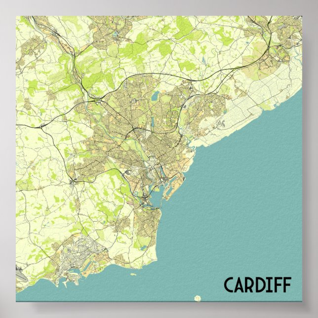 Póster Mapa de cardiff (Frente)