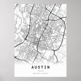 Póster Mapa de caricaturas de Austin City