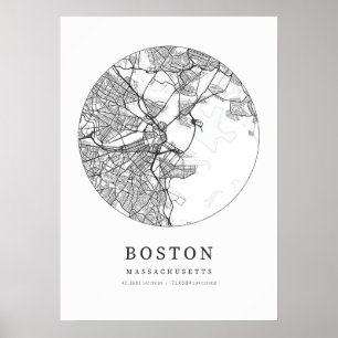Póster Mapa de caricaturas de Boston