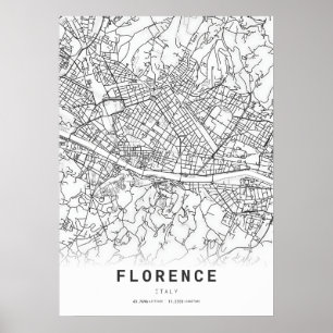 Póster Mapa de caricaturas de Florencia City