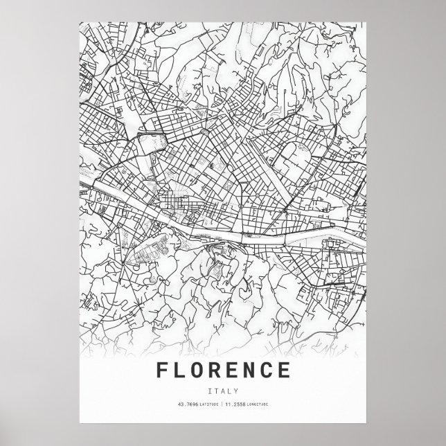 Póster Mapa de caricaturas de Florencia City (Frente)