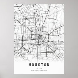 Póster Mapa de caricaturas de la ciudad de Houston