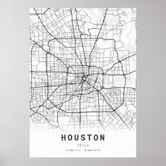 Póster Mapa de caricaturas de la ciudad de Houston