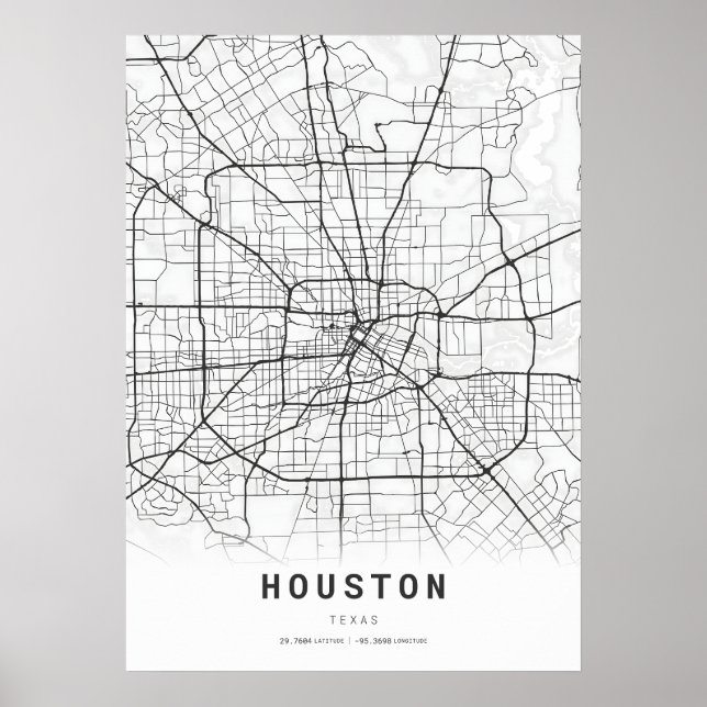 Póster Mapa de caricaturas de la ciudad de Houston (Frente)
