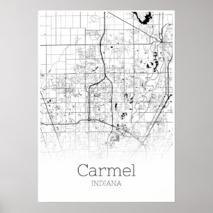 Póster Mapa de Carmel - Indiana - Poster de Mapa de la Ci