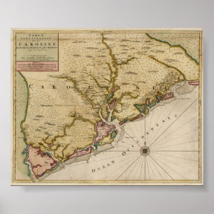 Póster Mapa de Carolina de 1696