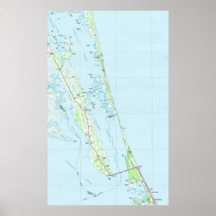 Póster Mapa de Carolina del Norte (1985)