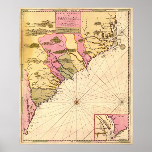 Póster Mapa de Carolina del Sur de 1683 (Frente)